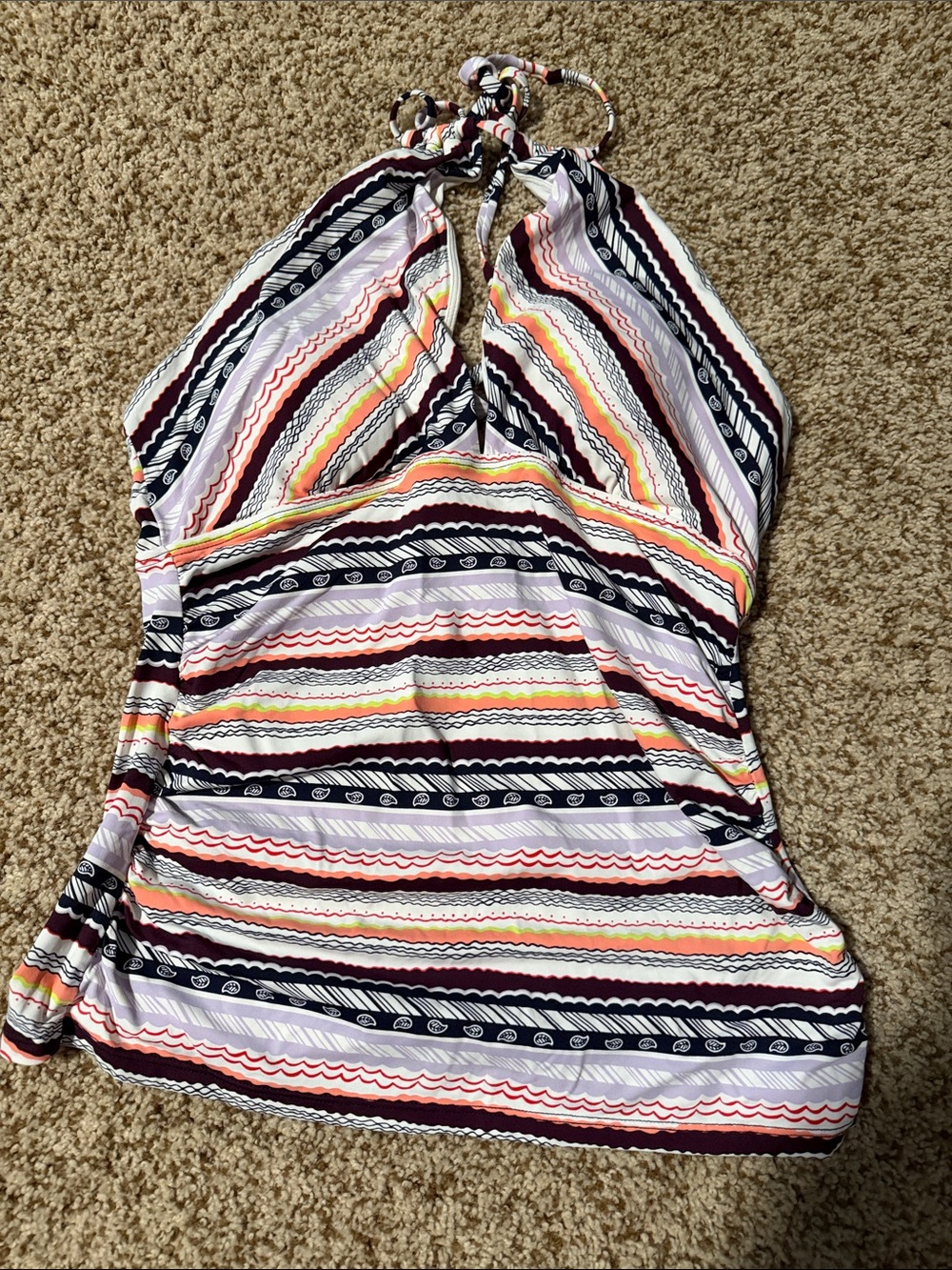 Anne Cole Striped Halter Tankini Top in Multicolor
